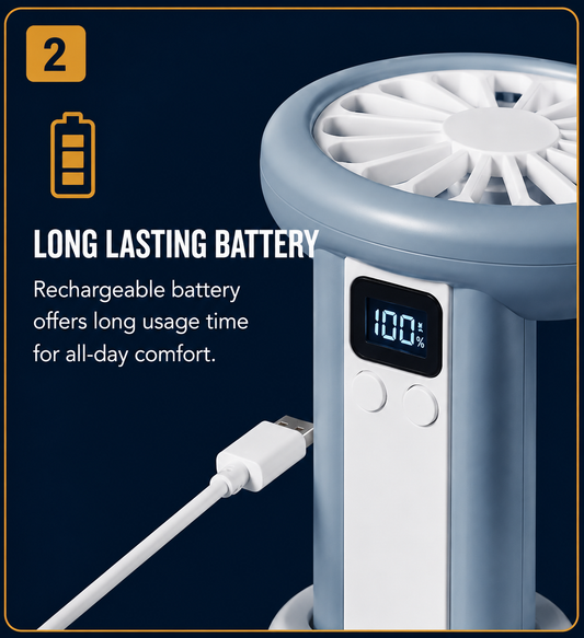 Portable Mini Rechargeable Fan – USB Handheld & Desktop Cooling Fan
