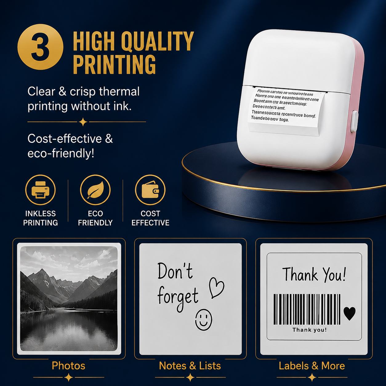 Portable Mini Thermal Printer | Wireless Bluetooth Pocket Printer for Android & iPhone