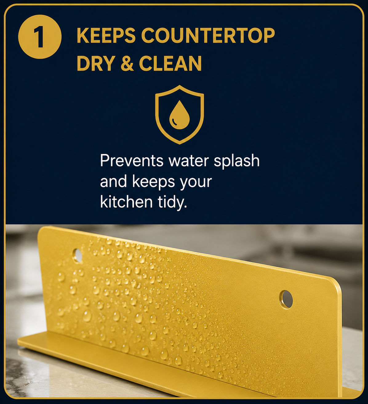 Kitchen Sink Splash Guard Water Barrier | Waterproof Countertop Splash Protector for Kitchen & Bathroom