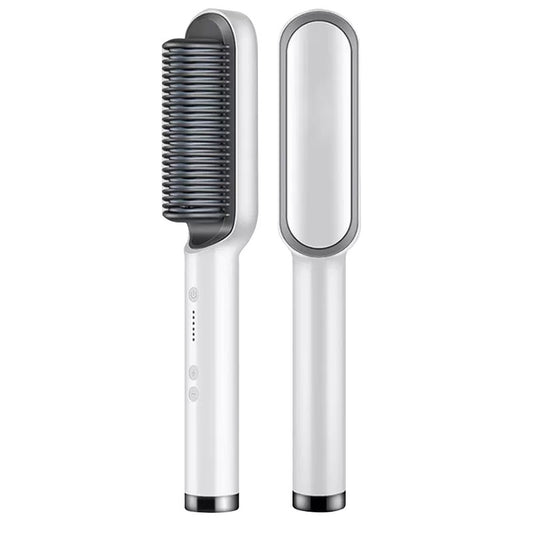 HQT-909B Ceramic Heated Hair Straightener Brush – 2-in-1 Hair Styling & Straightening Brush (Random Color)