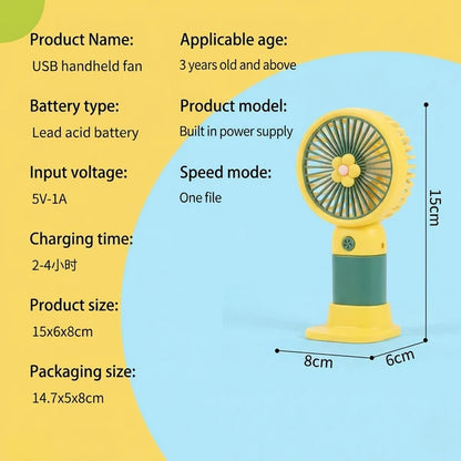 Mini USB Rechargeable Portable Cooling Fan | 3 Speed Adjustable Handheld & Desktop Fan