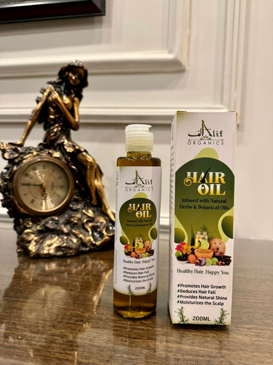 Alif Organics Natural Hair Oil 200ML – Herbal & Botanical Hair Growth Oil for Stronger, Healthier Hair