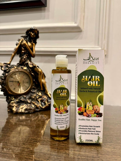 Alif Organics Natural Hair Oil 200ML – Herbal & Botanical Hair Growth Oil for Stronger, Healthier Hair