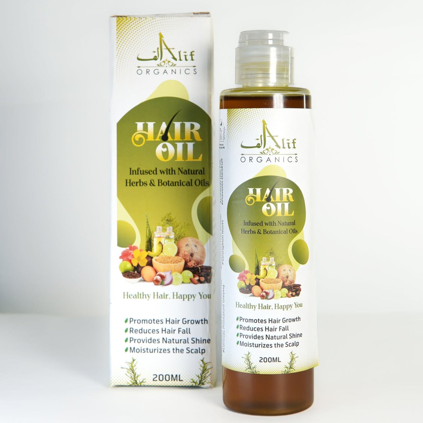 Alif Organics Natural Hair Oil 200ML – Herbal & Botanical Hair Growth Oil for Stronger, Healthier Hair