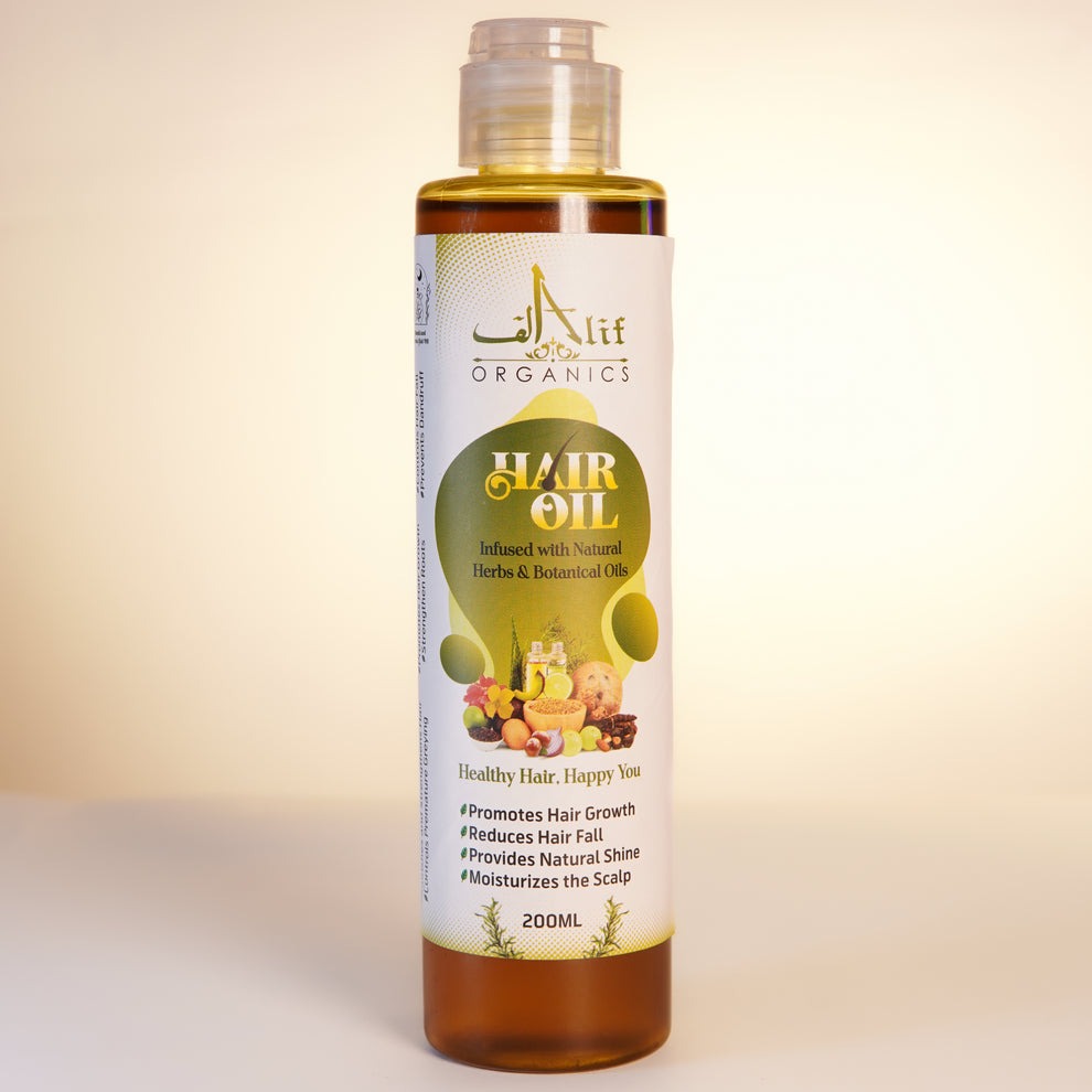 Alif Organics Natural Hair Oil 200ML – Herbal & Botanical Hair Growth Oil for Stronger, Healthier Hair