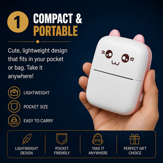 Portable Mini Thermal Printer | Wireless Bluetooth Pocket Printer for Android & iPhone