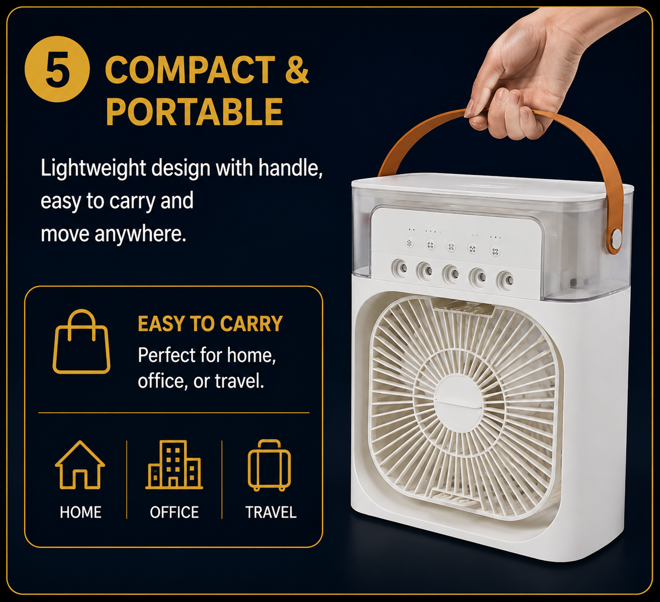 Portable USB Rechargeable Air Conditioner Cooling Fan for Home & Office