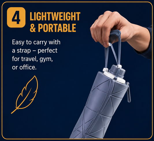 Silicone Foldable Water Bottle – Portable Leakproof Collapsible Travel Bottle