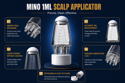 Mino 1ML Scalp Applicator Massage Comb for Hair Oil & Hair Growth Serum