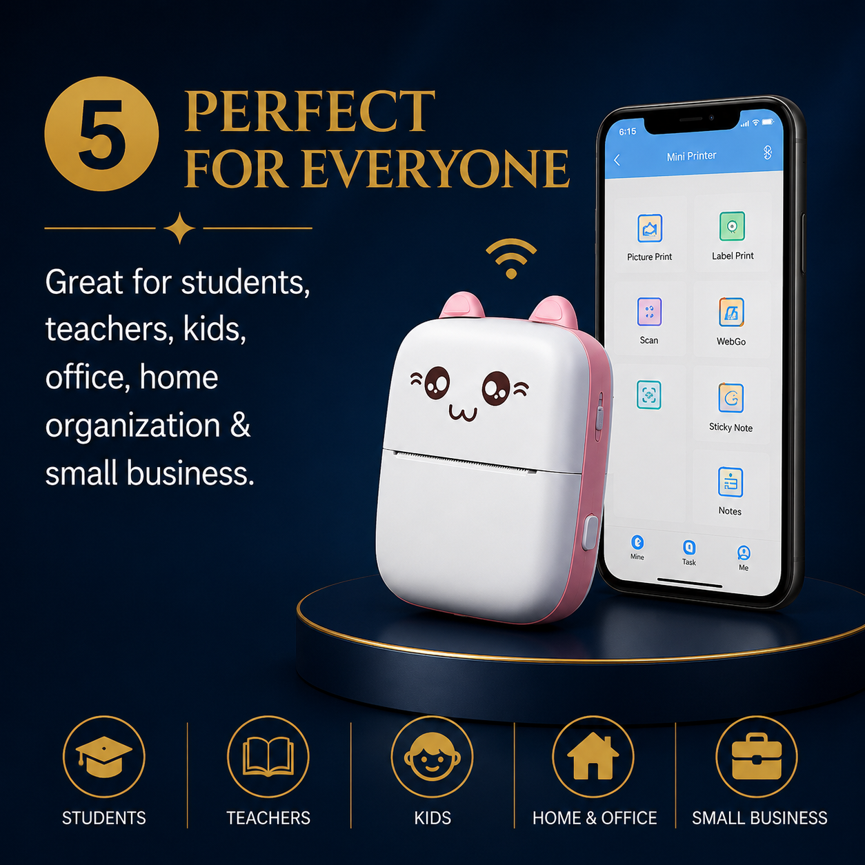 Portable Mini Thermal Printer | Wireless Bluetooth Pocket Printer for Android & iPhone