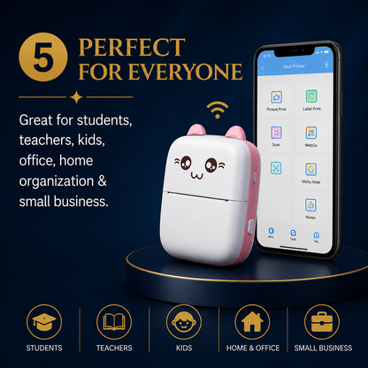Portable Mini Thermal Printer | Wireless Bluetooth Pocket Printer for Android & iPhone