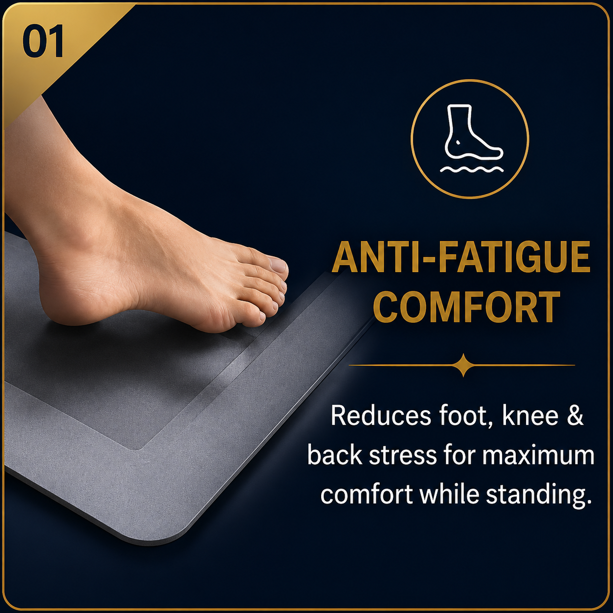 Heavy Duty Anti-Fatigue Kitchen Floor Mat | Non-Slip Waterproof Comfort Mat for Kitchen, Laundry & Office