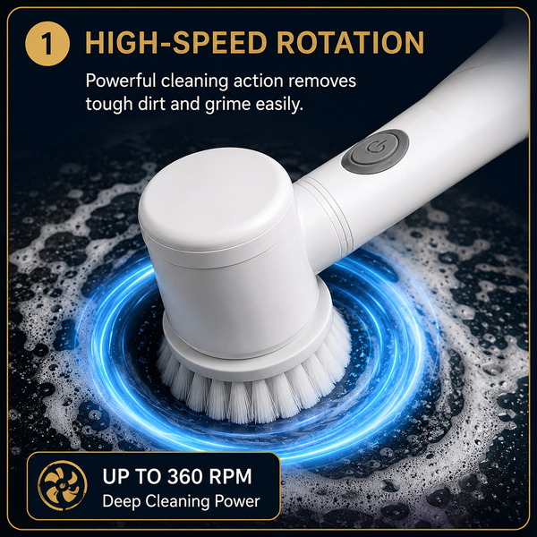 Electric Spin Scrubber Brush | Cordless Rechargeable Cleaning Brush for Bathroom, Kitchen & Tiles