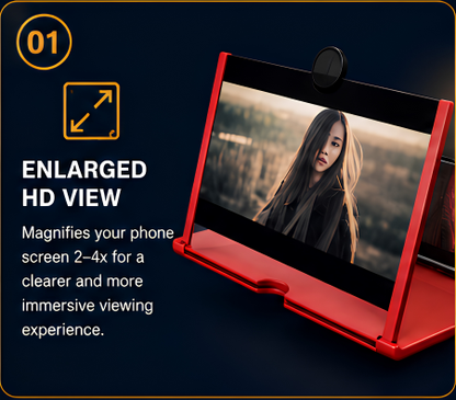 Mobile Screen Magnifier 3D HD Phone Screen Enlarger Foldable Stand for Smartphones
