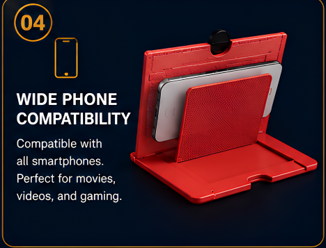 Mobile Screen Magnifier 3D HD Phone Screen Enlarger Foldable Stand for Smartphones