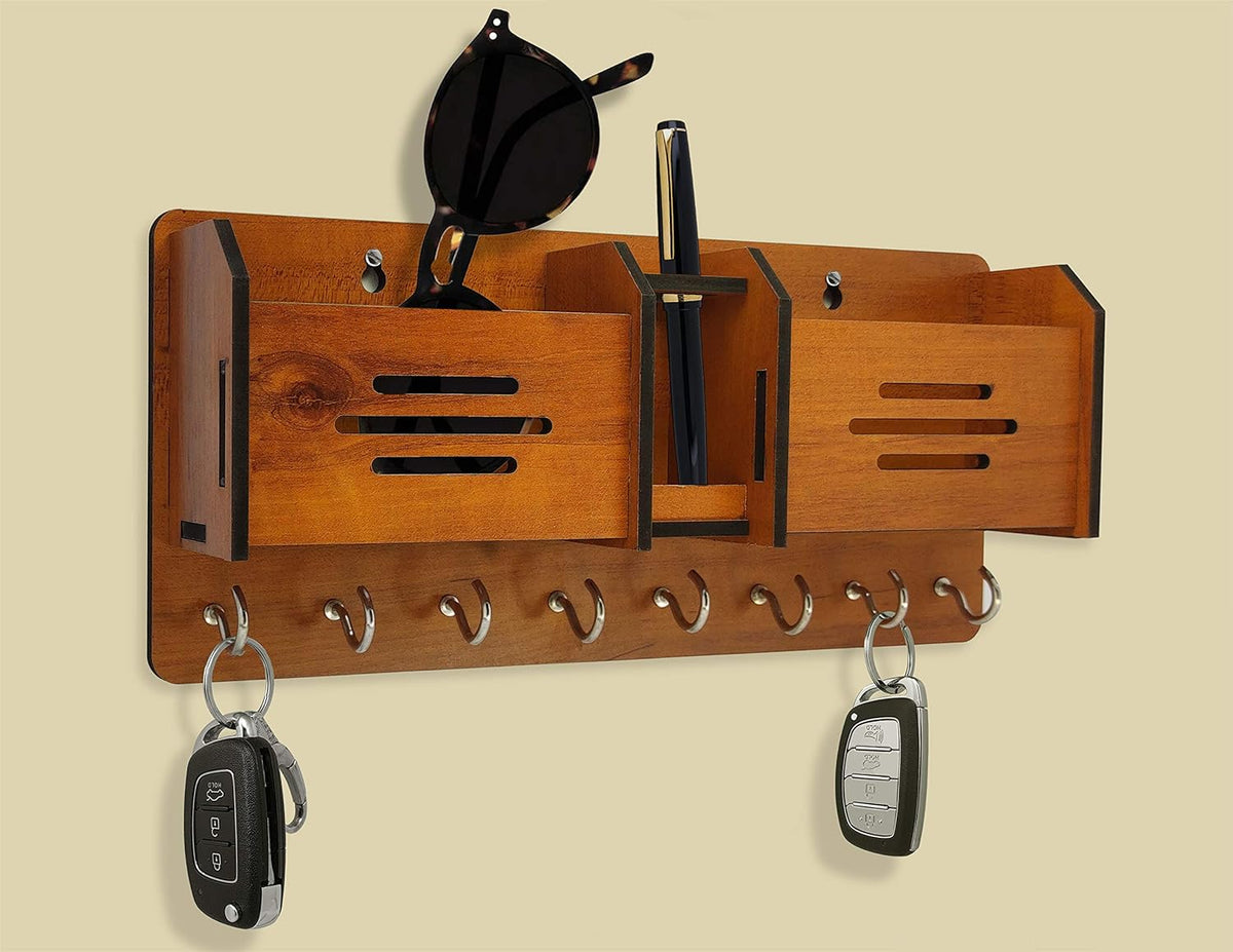 Multipurpose Wooden Key Holder – Wall Hanging Key Organizer & Home Decoration for Entryway