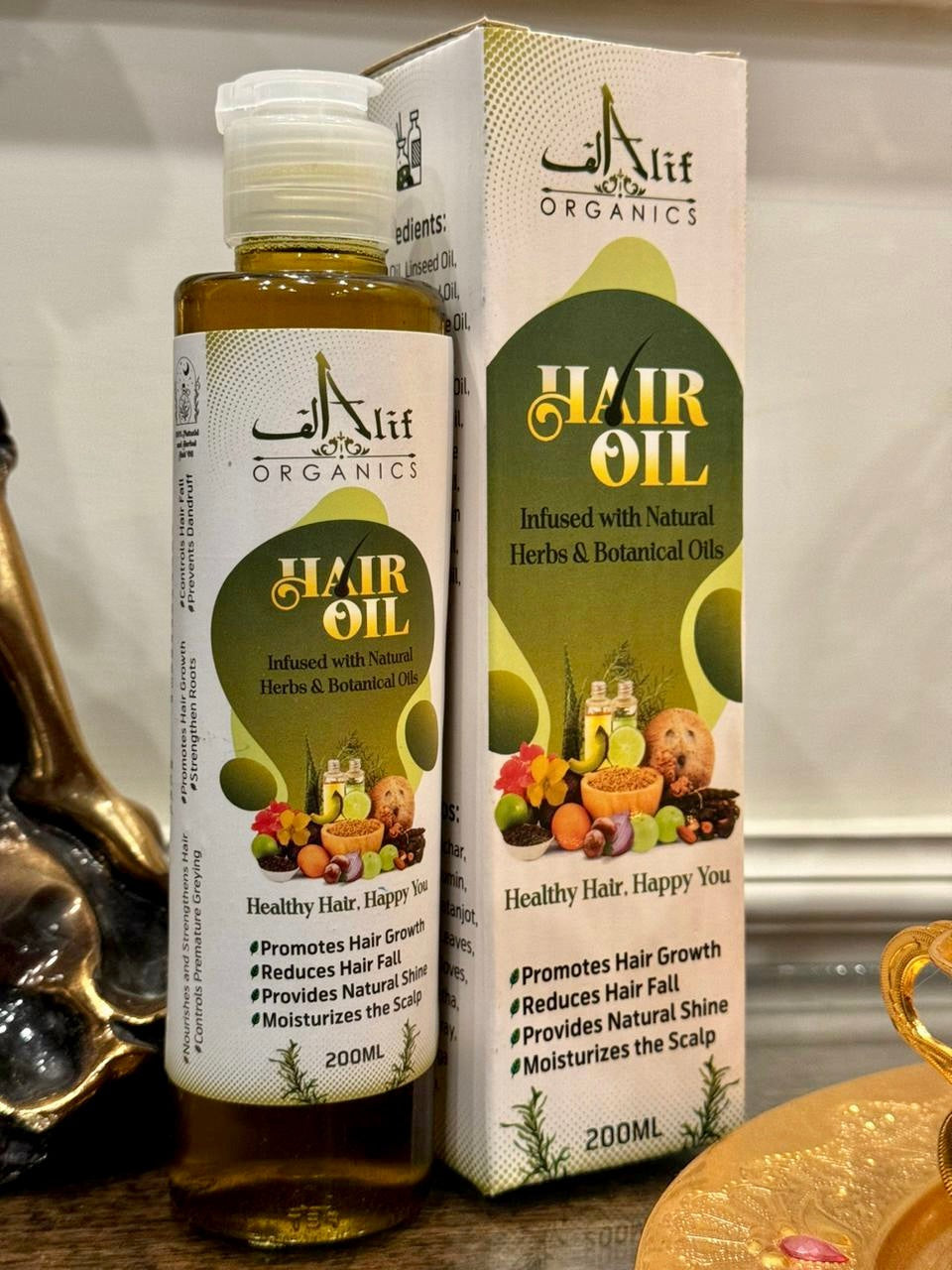 Alif Organics Natural Hair Oil 200ML – Herbal & Botanical Hair Growth Oil for Stronger, Healthier Hair