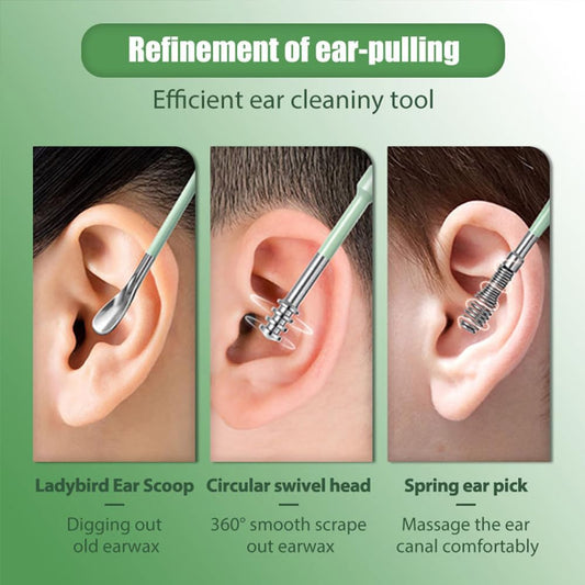 Professional Ear Cleaning Kit – Stainless Steel Ear Cleaner & Earwax Removal Tools with PU Leather Case