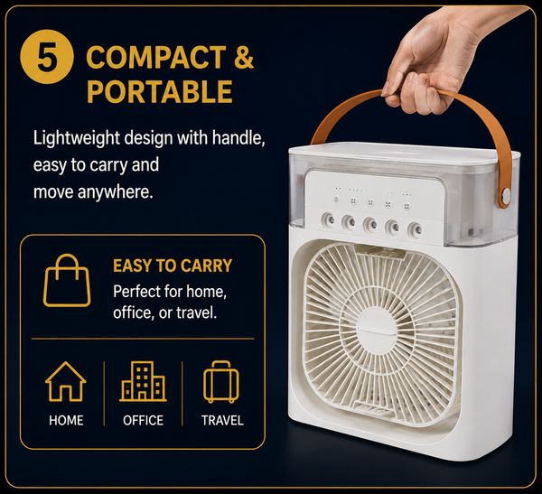 Portable USB Rechargeable Air Conditioner Cooling Fan for Home & Office