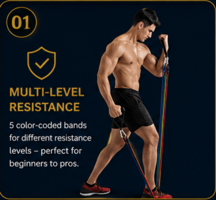 Premium Latex Resistance Bands Set for Home Gym, Yoga & Strength Training