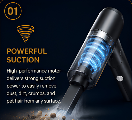 3-in-1 Portable Wireless Vacuum Cleaner AS-228 | Cordless Handheld Vacuum with Powerful Suction for Car, Home, Office & Everyday Cleaning
